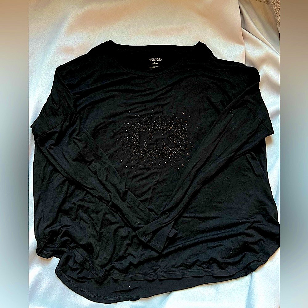 MICHAEL Michael Kors Long Sleeve Shirt with Sparkle Logo - Size Large